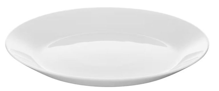 Weißer, flacher Kuchenteller ohne Muster, 19cm.