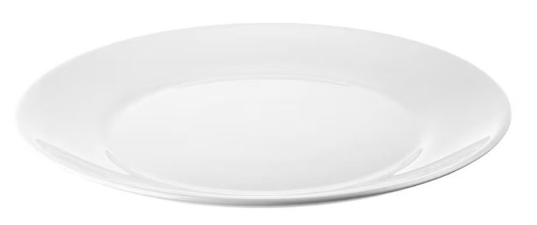 Weißer, flacher Mittagsteller ohne Muster, 25cm.