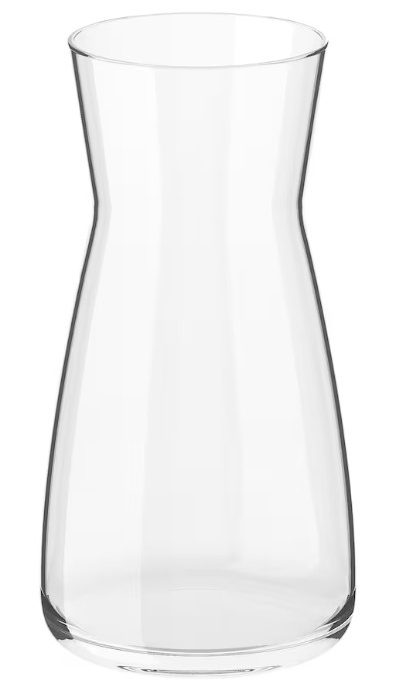 Glas-Karaffe mit schmalem Hals und breiterer Mitte, transparent und elegant, 1l.
